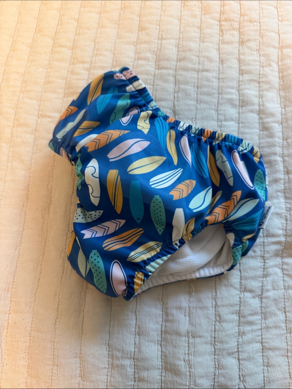 Blue Kids Swim Diaper Cover with Surfboard Print